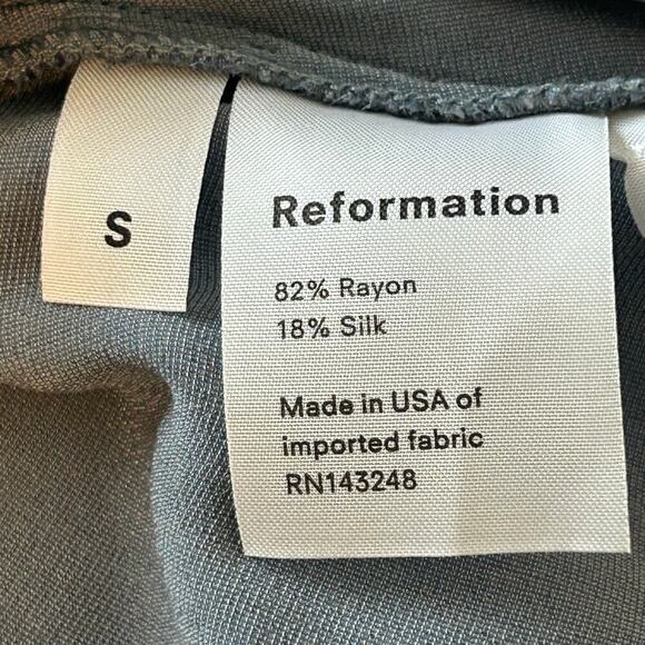 Reformation blue gray holiday velvet Chrissy wrap silk blend mini dress size S - Picture 7 of 8
